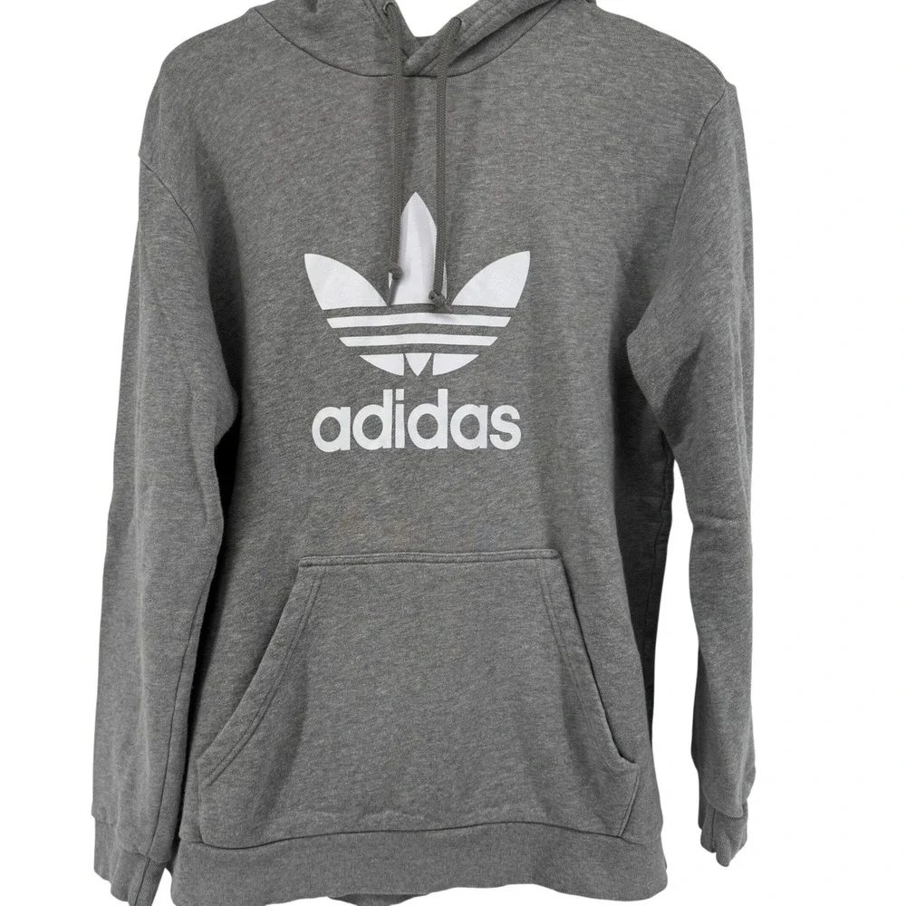 Adidas Originals Trefoil Hoodie Mens Large Gray Pullover Sweatshirt Heavy Thick
